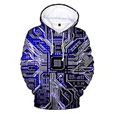 Pajiay Hoodie Herren Langarm Loose 3D Drucken Pullovers Herren Trend Mode Work Lässig Unisex Kapuzenpullover Frühling Herbst Komfortabel Sweatshirt Herren Mit Kordelzug WI-0904 XL