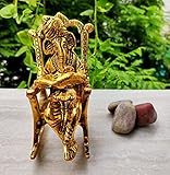 Wonder Care Ganesha Lakshmi Statue, detailliert in Elfenbein-Antik-Finish, Ganesh-Idol für Auto, Heimdekoration, Mandir, Geschenk, Hindu-Gott Idol (Stuhl Ganesh)
