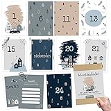Karten-Adventskalender zum Basteln und Verschenken für den Partner Set 3 | 24 Postkarten zum Gestalten | Geschenkidee in der Vorweihnachtszeit| mit liebevollen Motiven zum Aufhäng