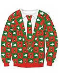 WXDSNH Weihnachten Neujahr Damen Sweatshirt Rundhals Lose Pullover Druck Shirts Bluse Party Elegant O-Ausschnitt Lange Ärmel Top