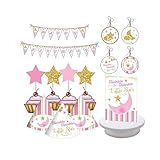 Twinkle Girl Party Baby Mädchen Geburtstag Party Dekorationen Pink & Gold Geburtstag Twinkle Twinkle Little Star Inklusive Partyhüte, Tafelaufsätze, Wimpelkette Banner, Danglers und Cupcake Topp