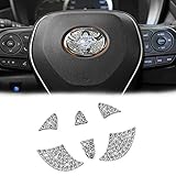 Yumzeco Lenkrad Bling Auto Emblem Kompatibel mit Toyota Corolla, Highlander, Camry, Rav4, Markx (2015-2020), Bling Interieur Auto Diamant Zubehör, Rad dekorative Kristalle Lenkaufkleb