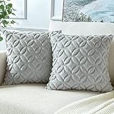 Artscope 2er-Set Sanft Plüsch Dekorativ Kissenbezüge, Kurze Wolle Samt Kissenbezug Boho Luxus Dekokissen Kissenhülle Set Kissen Fall für Sofa Auto Zuhause Schlafzimmer Dekor (Hellgrau, 50x50cm)