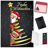 Weihnachtskarten mit Umschlag (15er Set) SANTA & RENTIER - edle Klappkarten ideal privat und geschäftlich - Frohe Weihnachten Karten von BREITENWER