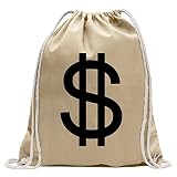 Kiwistar - Dollarzeichen - Dollar Zeichen Turnbeutel Fun Rucksack Sport Beutel Gymsack Baumwolle mit Ziehg