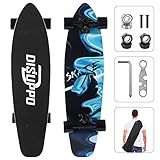 DISUPPO Cruiser Skateboards, Komplett-Skateboard für Anfänger Teens Erwachsene, 7 Lagen Maple Double Kick Concave Standard und Tricks Skateboards, 79×21cm (Traumwellen)