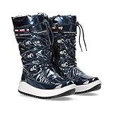 Tommy Hilfiger Damen wasserfeste Schnee-Stiefel Snow Boot Hochglanz-Lack Winter-Schuhe Mädchen, Farbe:Blau, Größe:EUR 38