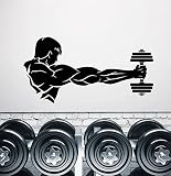 Gym Wandsticker Muskel Männer Armtattoos Fitness Übung Wandsticker Wohnzimmer Training Kunst Wandbild Tapete A3 grau 82x42