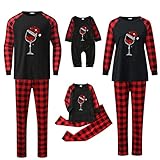 Weihnachts Pyjama Couple Weihnachtspyjama Familie Set 5 Schlafanzug Weihnachten Lang Outfit Winter Damen Herren Kinder Nachtwäsche Nachthemd Hausanzug Schlafanzüge Family Sleepwear S