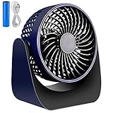 NEUFLY USB Mini Ventilator , Tischventilator mit wiederaufladbare Batterie 3 Geschwindigkeiten Lüfter Geräuscharm USB Fan Einfach zu Tragen - Navy b