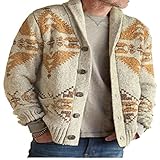 ZYUD Herren Langarm Kragen Cardigan Herren Jacke Gestrickt für Hemd und Shirt Herren Strickjacke Cardigan Jacke für Winter Schalkragen Winterjacke Übergangsjacke Männer Freizeitjacke Sweatjack