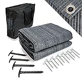 Mr Nomad Vorzeltteppich 2,0 m x 2,5 m - hochwertiger Camping Teppich blau/grau aus Polyethylen, idealer Vorzeltboden inkl Tragetasche , 4 T-Heringe & 12 Stahlnäg