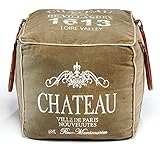 Kobolo Sitzpouf Pouf Sitzwüfel Hocker - Chateau - aus Canvas - mit Applik