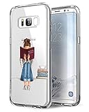 Alsoar ersatz für Samsung Galaxy S8 Hülle,Galaxy S8 Case, [Ultradünn] Soft Durchsichtige Handyhülle Schutzhülle Silikon TPU Flexibel Stoßfest Kratzfest Mädchen Kaktus für Samsung S8 (Mädchen Lesen)