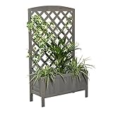 Melko Rankgitter Rankhilfe Spalier mit Blumenkasten Pflanzkasten aus Holz, ideal für Kletterpflanzen, g