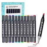 12 Premium Marker Textilstift Doppelt Spitzen Markers Perfektes Ideal fürfür Weiße Lätzchen Malen und M