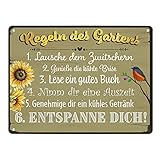 speecheese Regeln des Gartens Metallschild im rustikalen S
