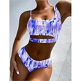 Tie Dye Mid Waist Bikini Weiblicher Badeanzug Frauen Bademode Zweiteiliger Bikini Set Asymmetrischer Badender Badeanzug Swim S L