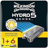 Wilkinson Sword Hydro 5 Sense Herrenrasierer und Rasierklingen (Rasierer + 6 Ersatzklingen, briefkastenfähig)
