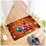 Fußmatte Bunte Weihnachtskugeln Schmutzfangmatte rutschfeste Badteppich Innenbereich Außen Waschbar Maschinenwaschbare Fußmatten(50x80cm)