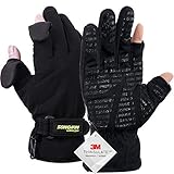 Songwin wasserdichte Winterhandschuhe,3M Thinsulate Ski & Snowboard Handschuhe für Herren und Damen,Touchscreen-Handschuhe zum Angeln,Fotografieren,Jagen im Freien.(Schwarz, L)