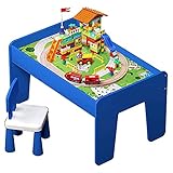 WGLLSD WGLL Kindergleisbau Tabelle,Lernen Tabelle Building Blocks,Train Track Toy Tisch,Babymultifunktionsspielzeug,BAU und Konstruk
