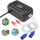 Aquarium Luftpumpe, Aquarium Sauerstoffpumpe mit Doppel Auslass Luft ventil Aquarium Air Pump für Aquarien von 3.8-300 L, 20-40dB Leise Regelbar Aquarium Luftpumpe (300L/H)