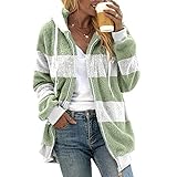 Generic Plüschjacke Damen Teddy mit Kapuze Kurz Lang Flauschig Elegant Plüschmantel Plüsch Oberbekleidung für Winter Kunstpelzjacke Wintermantel Jacke Hoodie Winterjack Fleecejack