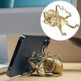 Handyhalter, Netter Schreibtisch Handyhalter Kreativer Retro Messing Anti-Rutsch Oktopus Handyhalter, Kompatibel iPhone, Samsung, Ipad, Tablets, Alle Handys T