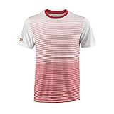 WILSON Herren M Team Striped Crew Tennis-Kurzarmshirt, L, Rot (Wilson Red)/Weiß