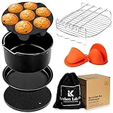 Kitchen Lab Co. XL Heißluftfritteuse Zubehör ø20,5cm - 10-teiliges Universal-Set 8 inch - Passend ab 3.5L - Für alle Airfryer Mark