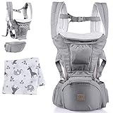 BELLY BOON Babytrage für Neugeborene ab Geburt - ergonomische Baby Trage aus hochwertiger Baumwolle mit flexiblem Tragesystem für Frauen & Männer (grau)