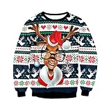 GUOQUN-SHOP Kapuzenpullover Santa Paws Mops Hässliche Weihnachten Sweatshirt Lustige Männer Frauen Urlaub Jumper Pullover Tops (Color : Navy, Size : M)