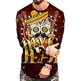 Langarm Herren 3D-Druck Bienenmuster Lässig Rundhals Herren T-Shirt Frühling Herbst Stretch Komfort Urlaub Trend Herren Sportshirt ITL-04 M