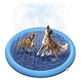 Peteast Hundepool für Große & Kleine Hunde, 150cm Sommer Outdoor Garten Hunde Wasserspielzeug, Faltbarer Planschbecken, Hundebad Pool verdickt langlebig Anti-Rutsch Sprinkler Spielmatte, XXL
