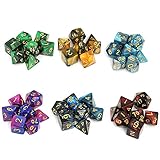 Moncolis 6 x 7 (42 Stück) Polyedrische Würfel Set mit Säckchen Doppel-Farben Polyedrischer Spielwürfel für Dungeons and Dragons DND RPG MTG W20 W12 W10 W8 W6 W4 Tischkartensp