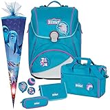 Dolphins - Delfin - Scout Alpha mit Funny Snaps® Schulranzen-Set 5tlg. - SCHULTÜTE GRATIS DAZU