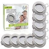 Evolution Einbaustrahler 9er Set 4W 400 Lumen in silber mit nur 25mm Einbautiefe! Deckenspot / Einbauspot mit integriertem LED Leuchtmittel AC 230V 120° Einbauspot 2700K warmw