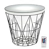 Arnusa Runder Couchtisch 60 x 55cm LED Beleuchtet Industrie-Stil Beistelltisch Tisch mit Fernbedieung und Farbw