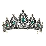 Lurrose Vintage schwarz Tiara und Krone Stirnband Strass Prinzessin Tiara klassische Königin Kronen Hochzeit Kopfschmuck für Mädchen Frau (grün)