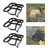 Froadp 3 Stück Betonform Schwarz Schalungsform DIY Pflasterform aus Kunststoff Betonpflaster Gießform Muster für Gehwegen Trittsteinen Garten Rasenbahnen(43x43x4cm, Unregelmäßig - 9 Kammer)