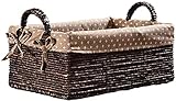 Weidenaufbewahrungskorb mit Deckel Rattan Box Desktop-Finishing Snack Hand-Woven-Sonnenbrüche Neue Strohhalme-Futter-Tuch (Size : S)