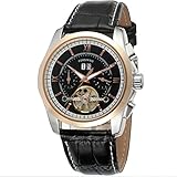 UKCOCO Stilvolle Uhr Herren Automatische mechanische Armbanduhr mit PU- Band (Schwarz+ Roségold)