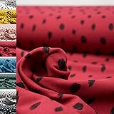 MAGAM-Stoffe Filli Punkte Sweat Stoff Kinderstoff Oeko-Tex Meterware 50cm (Dunkelrot)