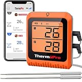 ThermoPro TP25H2 150m Bluetooth 5.0 Reichweite Grillthermometer Wiederaufladbares Fleischthermometer mit APP IPX4 Wasserdicht Kerntemperatur Thermometer für Grill, Smoker, Dutch Oven, BBQ