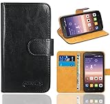 FoneExpert® Huawei Y625 Handy Tasche, Wallet Case Flip Cover Hüllen Etui Ledertasche Lederhülle Premium Schutzhülle für Huawei Y625 (Schwarz)