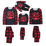 Weihnachts Pyjama Familie Set schlafanzüge Weihnachten Familie Set Damen Herren Kinder Junge Mädchen Eltern Kind Outfit Nachthemd Langarm Shirt Top Gedruckt Karierte Hose Xmas Sleepw