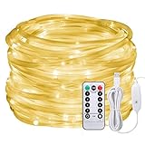 LED Lichtschlauch als Weihnachtsdeko-Afufu 13M 100er Lichterschlauch Warmweiß-Lichterkette Innen und Außen-Lichterkette USB-3M Stromkabel-Wasserdicht IP65-8 Modi Fernbedienbar Weihnachtsbeleuchtung