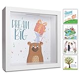 GLÜCKSWOLKE - Spardose Kinder I Motiv Dream Big I Money Box Kids I Piggy Bank for Girl Boy I Photo Frame I 3D Picture Box I Moneybox I Gifts for Cash to Birthday, Baby Shower, Christmas or Christening