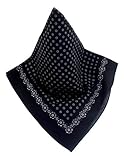 Schwarzes Nickituch mit Blüten und Blumen-Bordüre | Bandana aus 100% Baumwolle | 70 x 70 cm | Halstuch | T